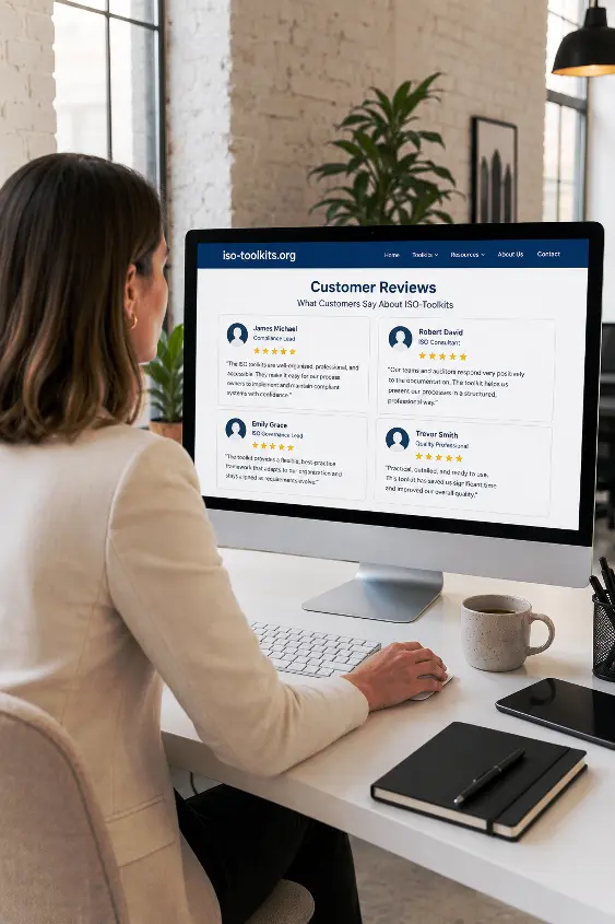 Customer reviews and ISO toolkit testimonials